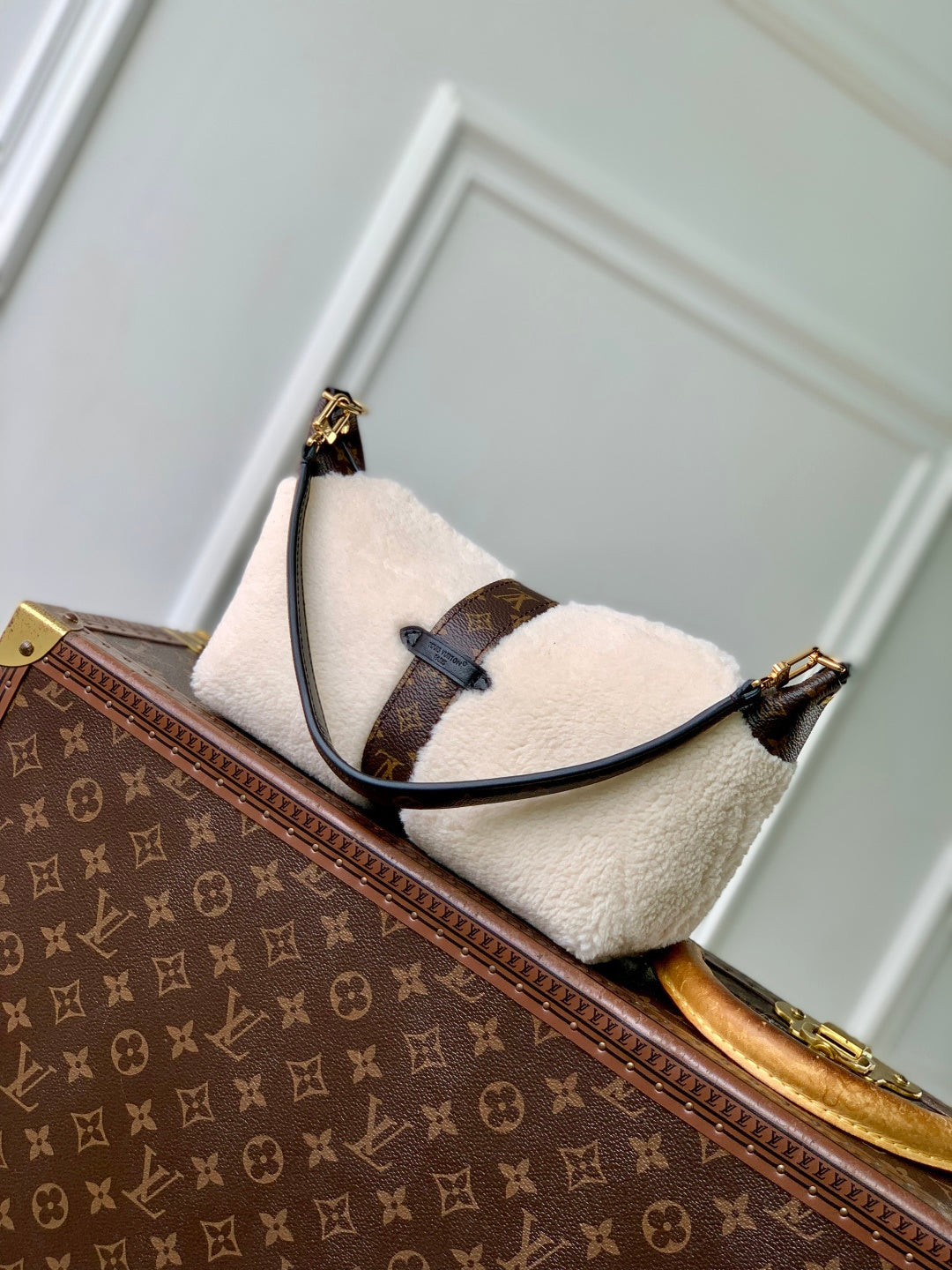 LV 2025 Pochette Mia Cream Brown Wool Canvas 346576