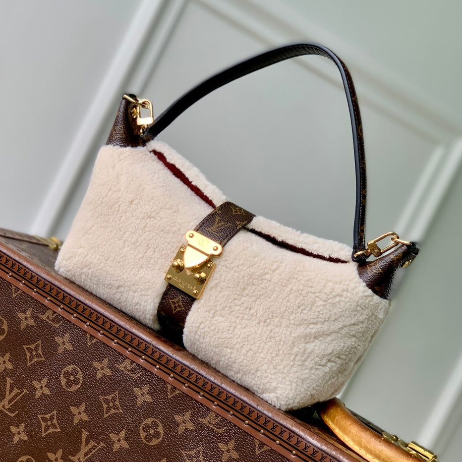 LV 2025 Pochette Mia Cream Brown Wool Canvas 346576