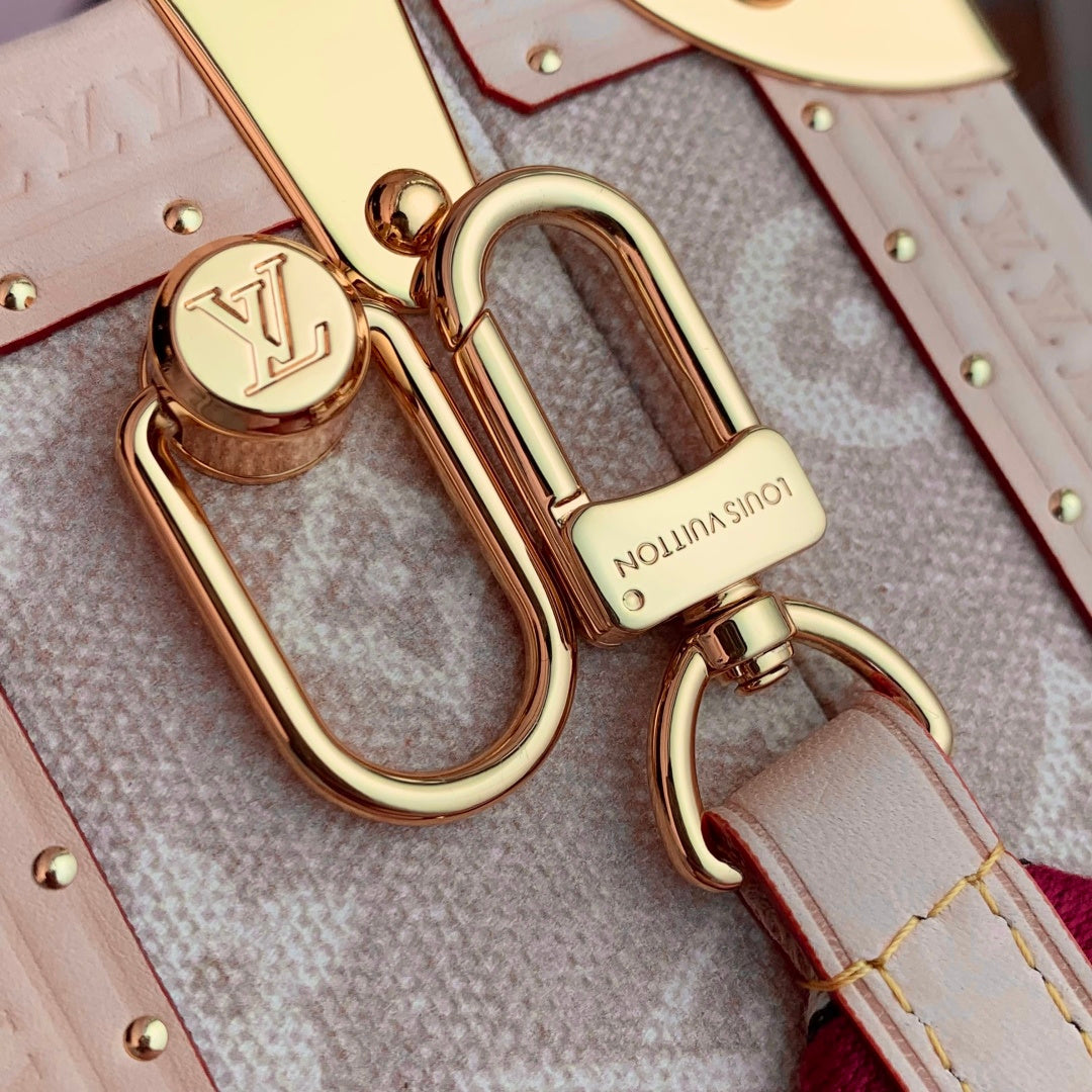 LV 2025 Petite Valise Box-Shaped Bag Beige Canvas Cowhide 346582