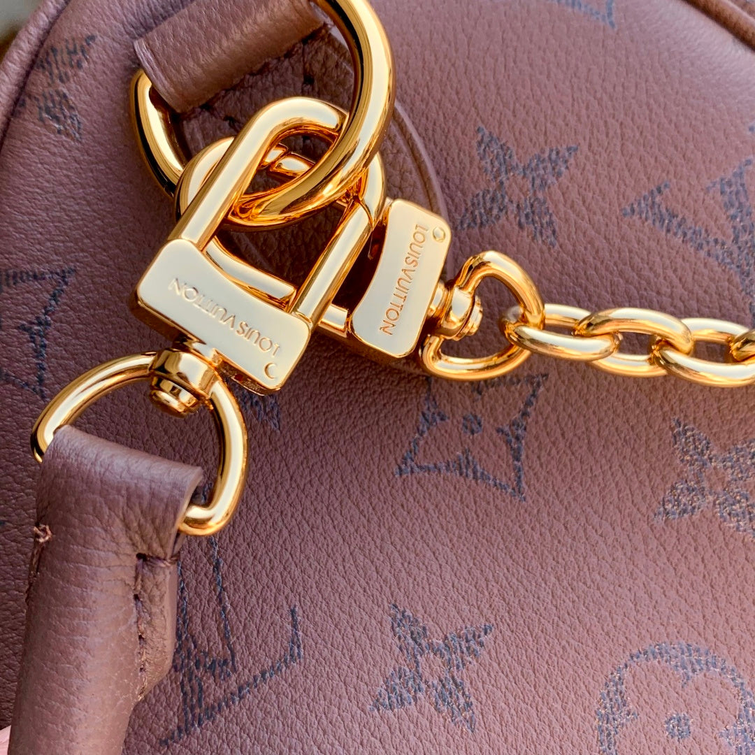 LV 2025 Speedy Bandoulière 25 Wine Red Calfskin 347094