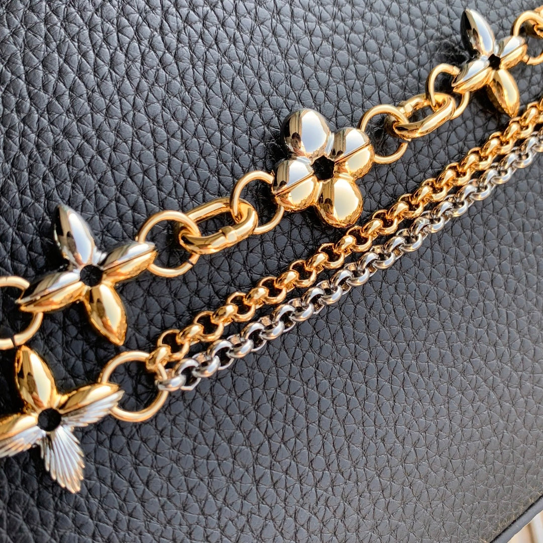 LV 2025 Capucines Bag Black Gold Taurillon Leather 347382