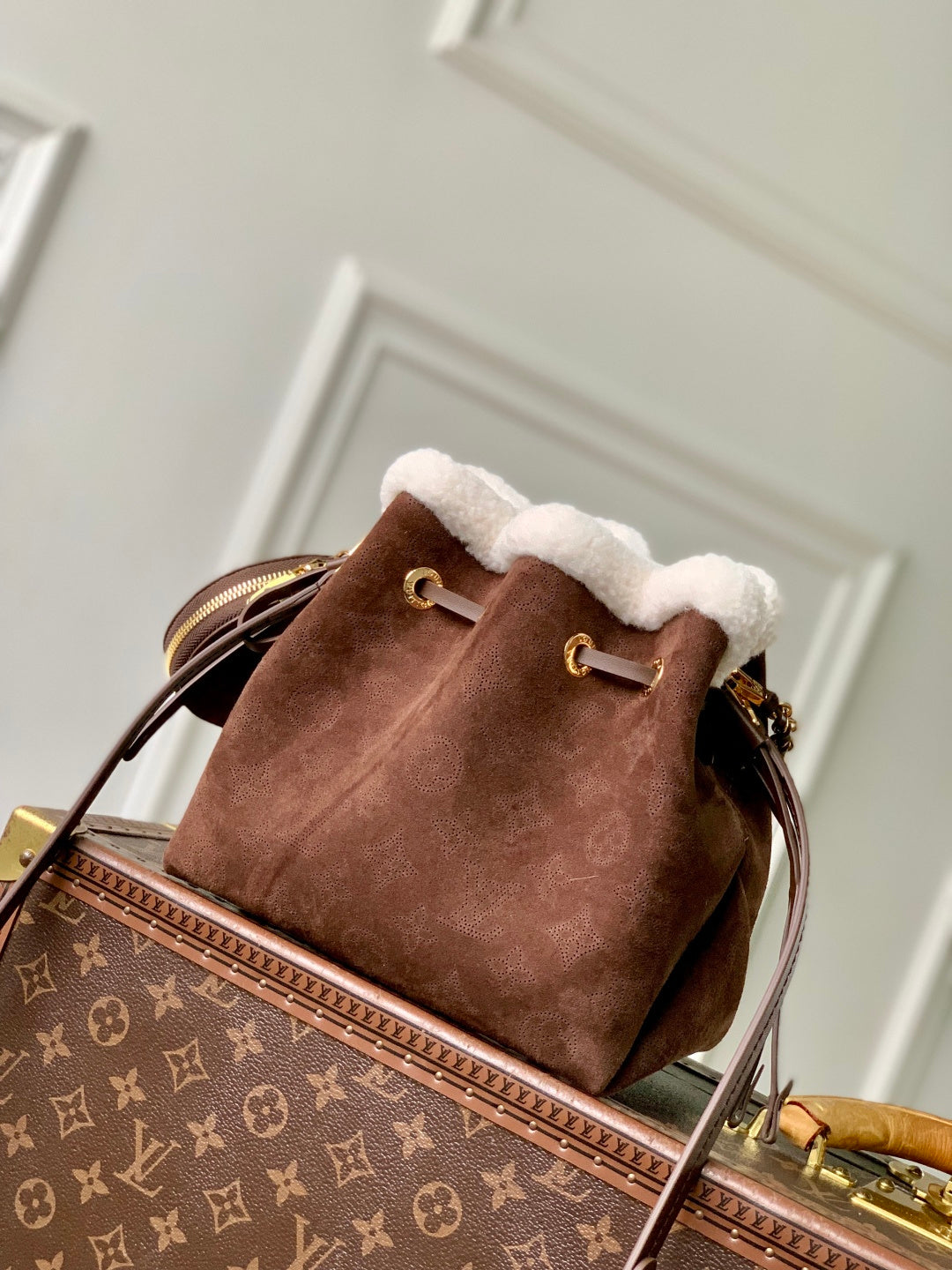 LV 2025 Bella Bag cm Chocolate Brown Suede 347357