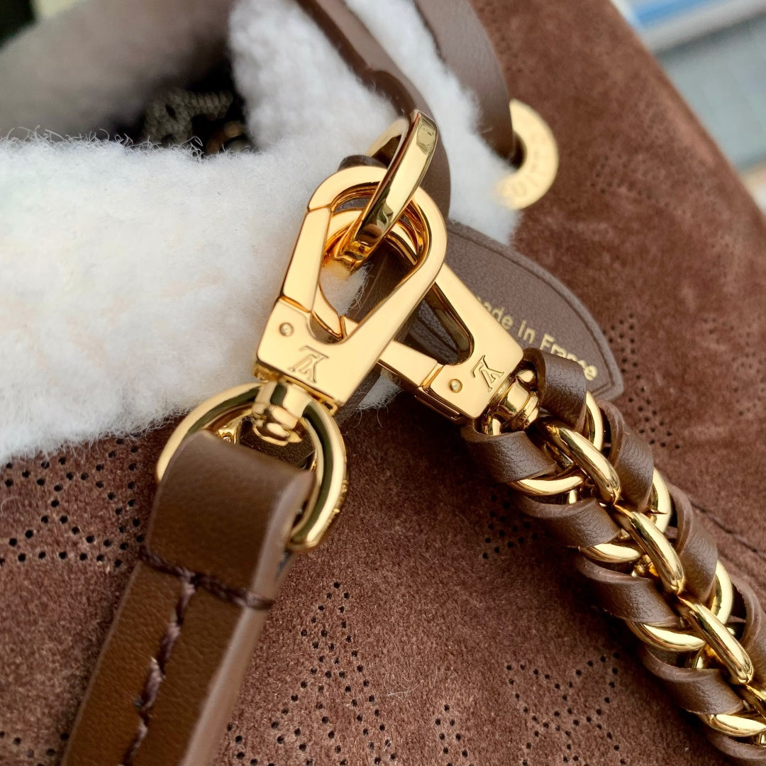 LV 2025 Bella Bag cm Chocolate Brown Suede 347357