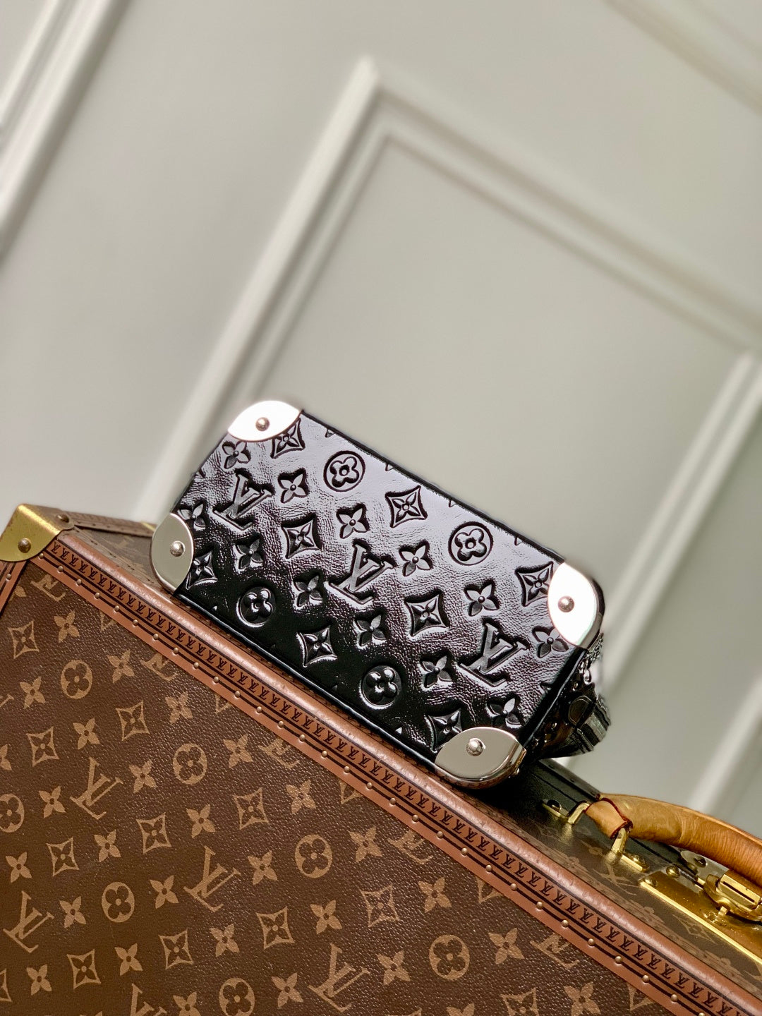 LV 2025 Alma BB Bag 22cm Black Silver Patent Leather 347371