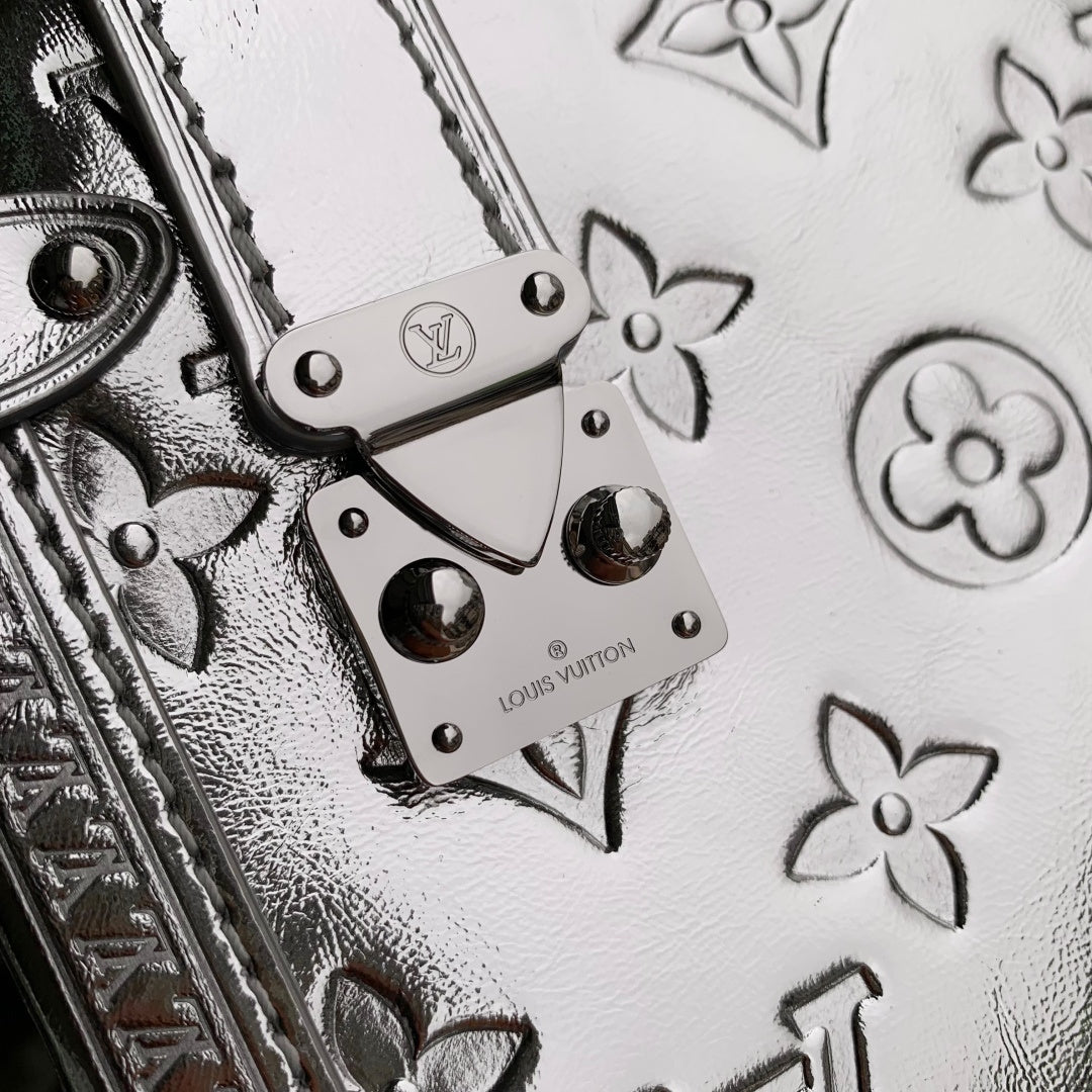 LV 2025 Side Trunk MM Bag Silver Calfskin 347376