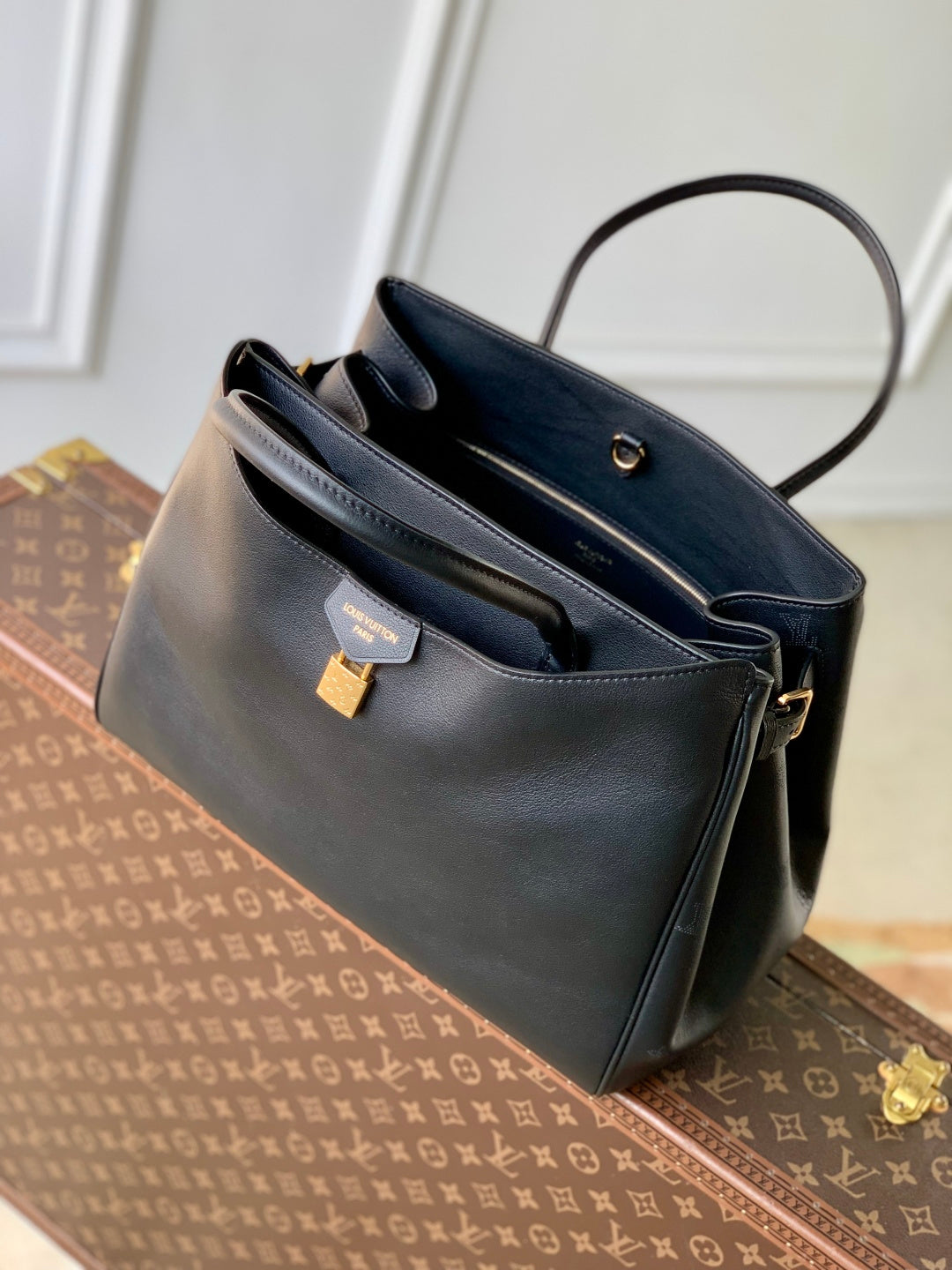 LV 2025 Vendome PM Bag 35cm Black Calfskin 347424