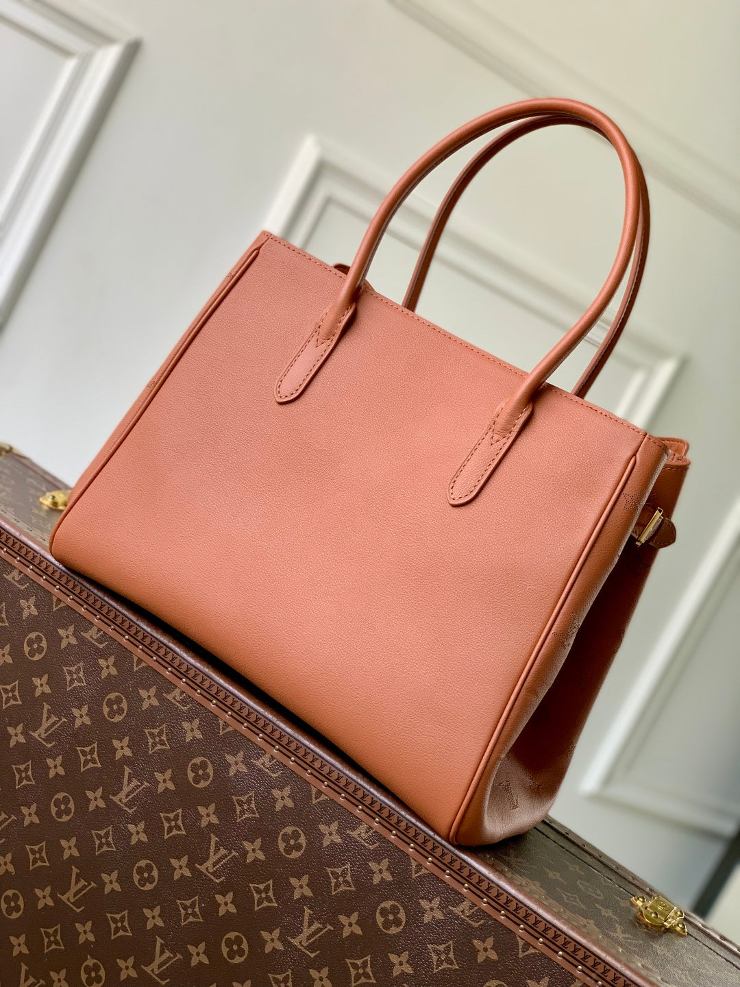 LV 2025 Vendome PM Bag 35cm Cognac Brown Calfskin 347425