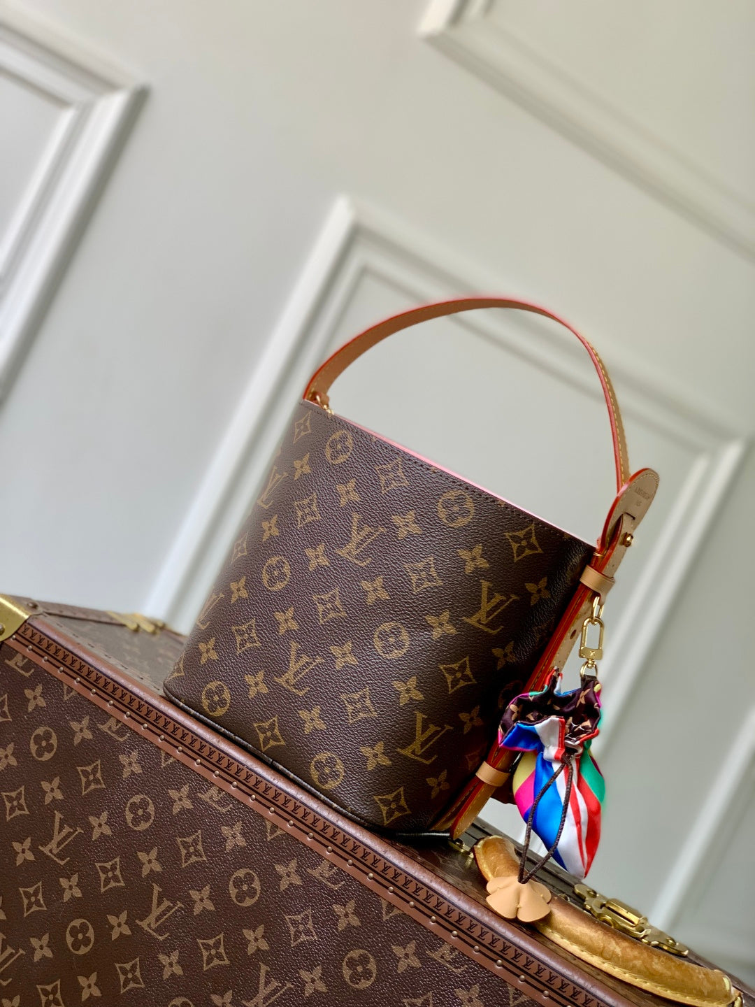 LV 2025 All In BB Bucket Bag 18cm Brown Beige Monogram Canvas