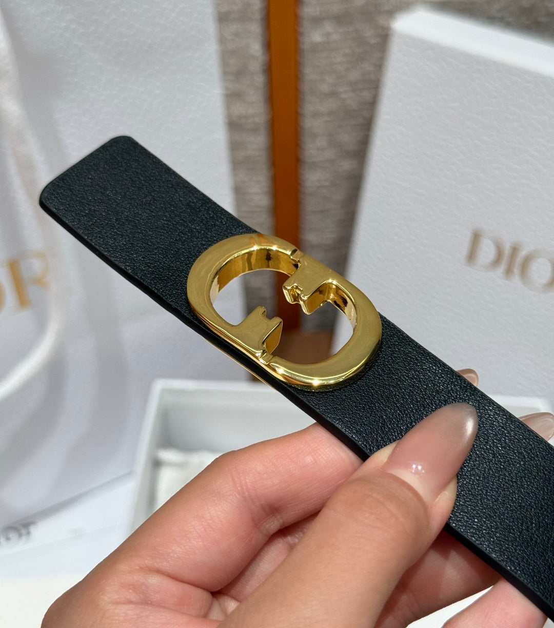 Dior 2026 Montaigne CD Buckle Belt 25mm Black Calfskin