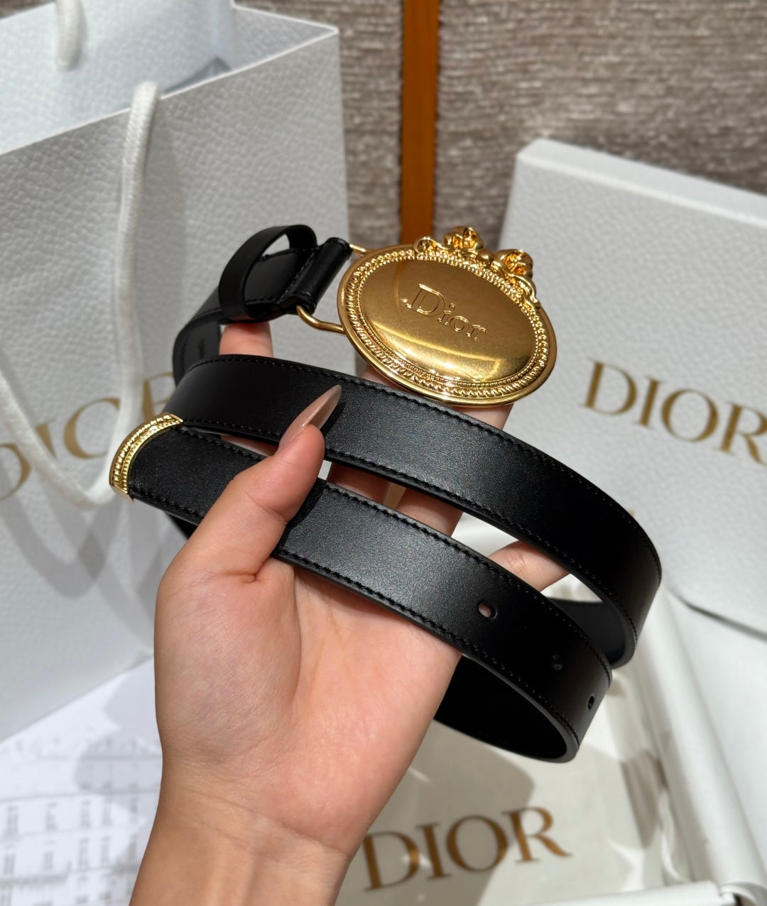 Dior 2026 Médaillon 6cm Belt Buckle 2.5cm Width Smooth Calfskin