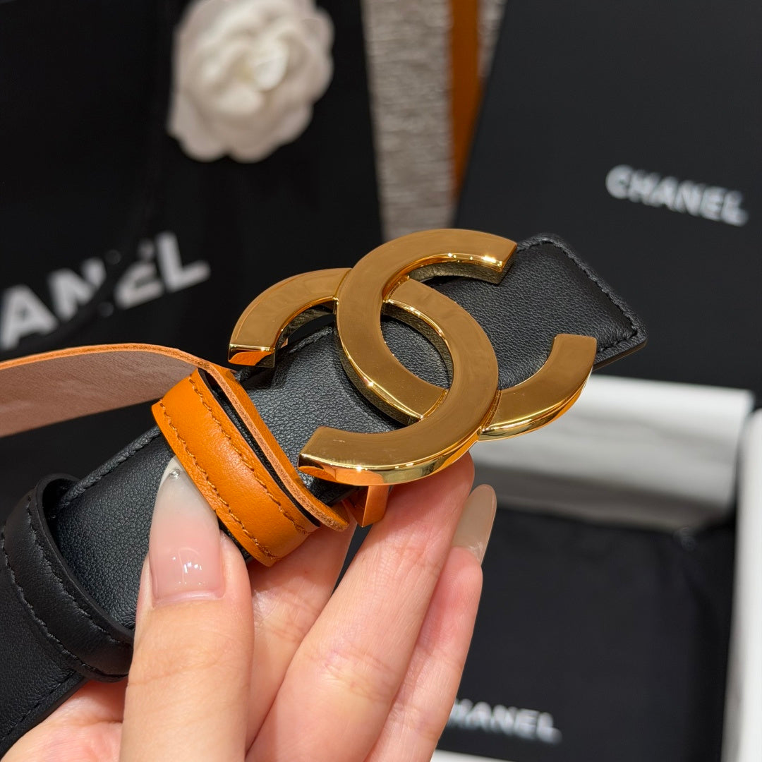 Chanel 2026 Double C Buckle Belt 30mm Leather 213837