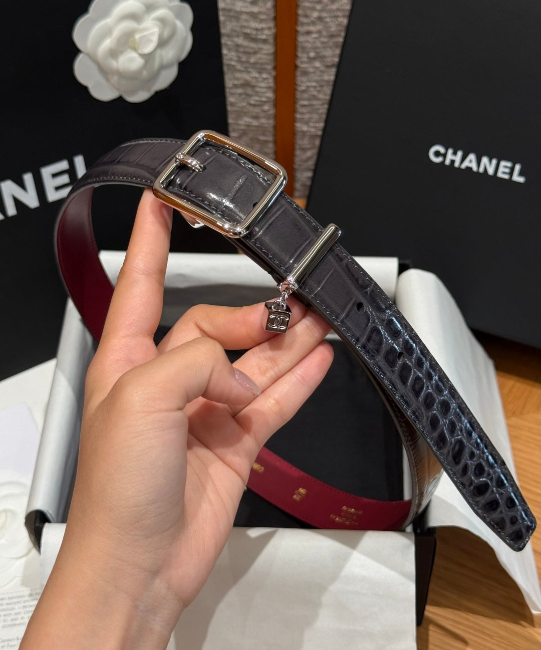 Chanel 2026 Statement Buckle Belt 25mm Calfskin