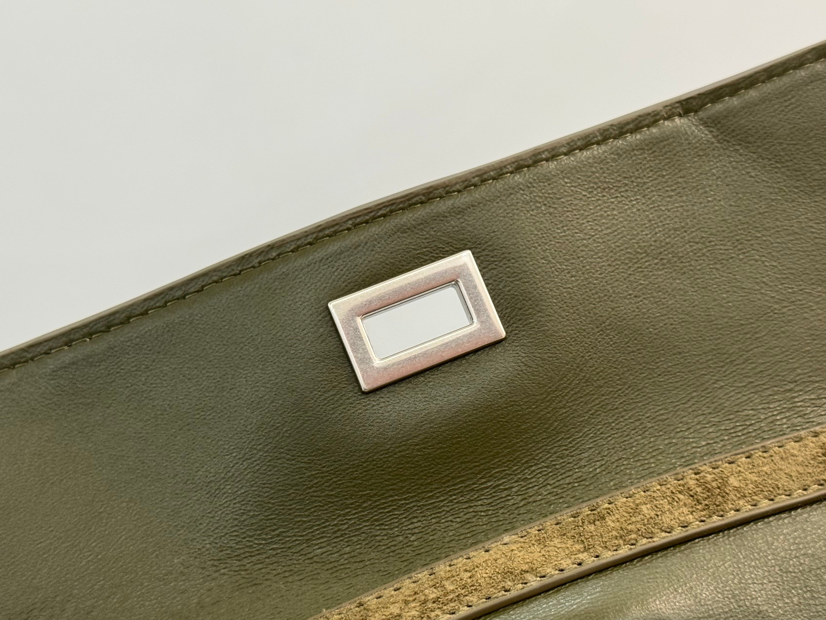 Balenciaga LargeBag 40 Olive Green Suede Sliver Hardware
