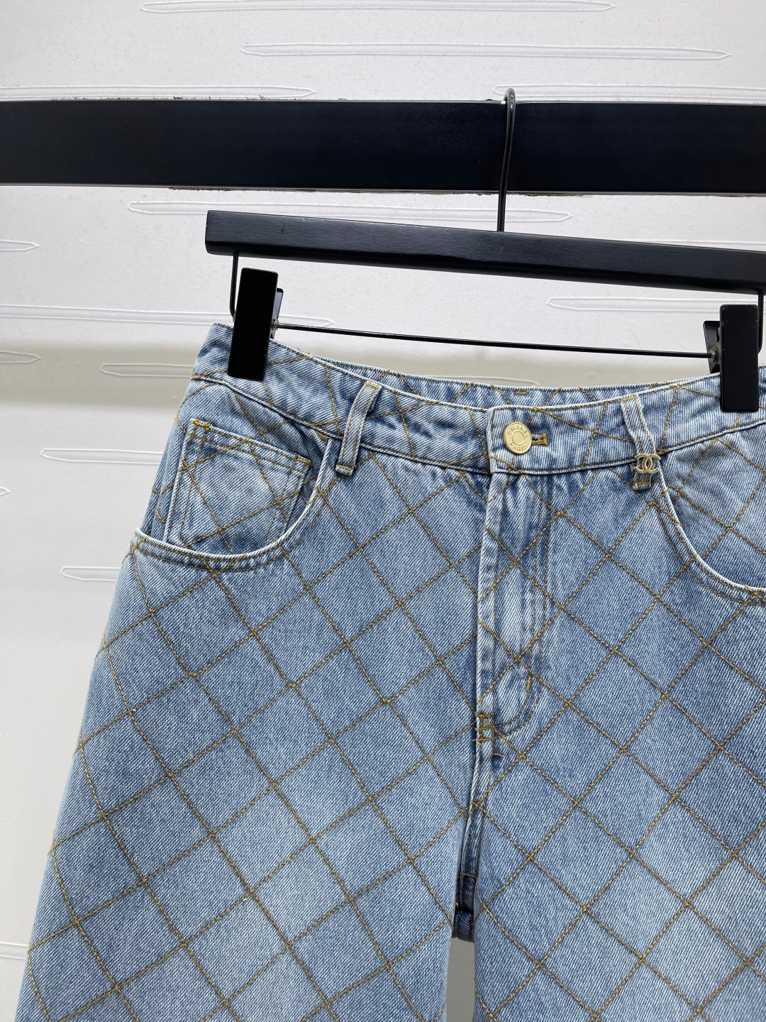 Chanel 2026 Checkered Jeans Blue Cotton 86862