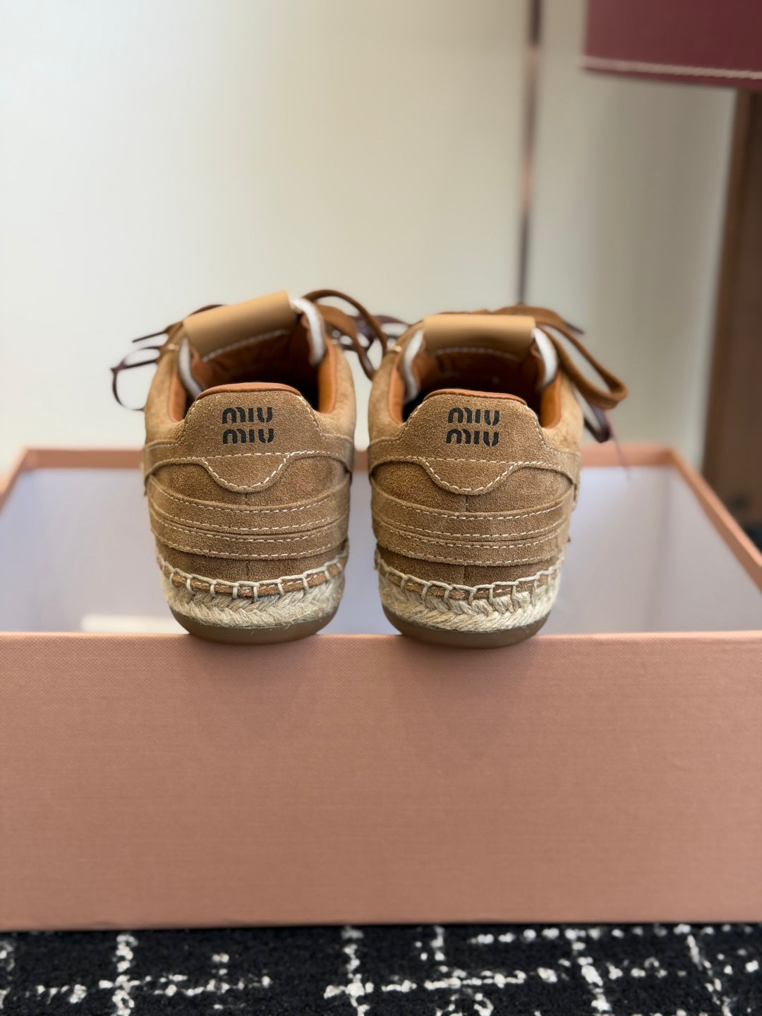 Miu Miu 2026 Espadrille Sneaker Brown Suede Woven 621338