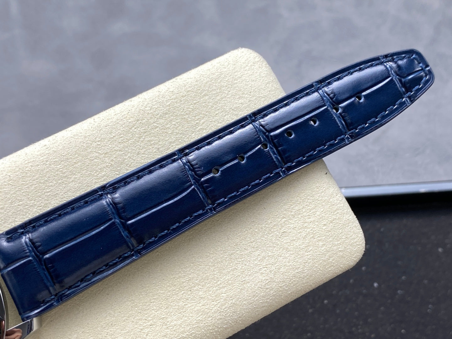 IWC Portuguese 41mm White Dial Steel Case Navy Blue Crocodile Leather