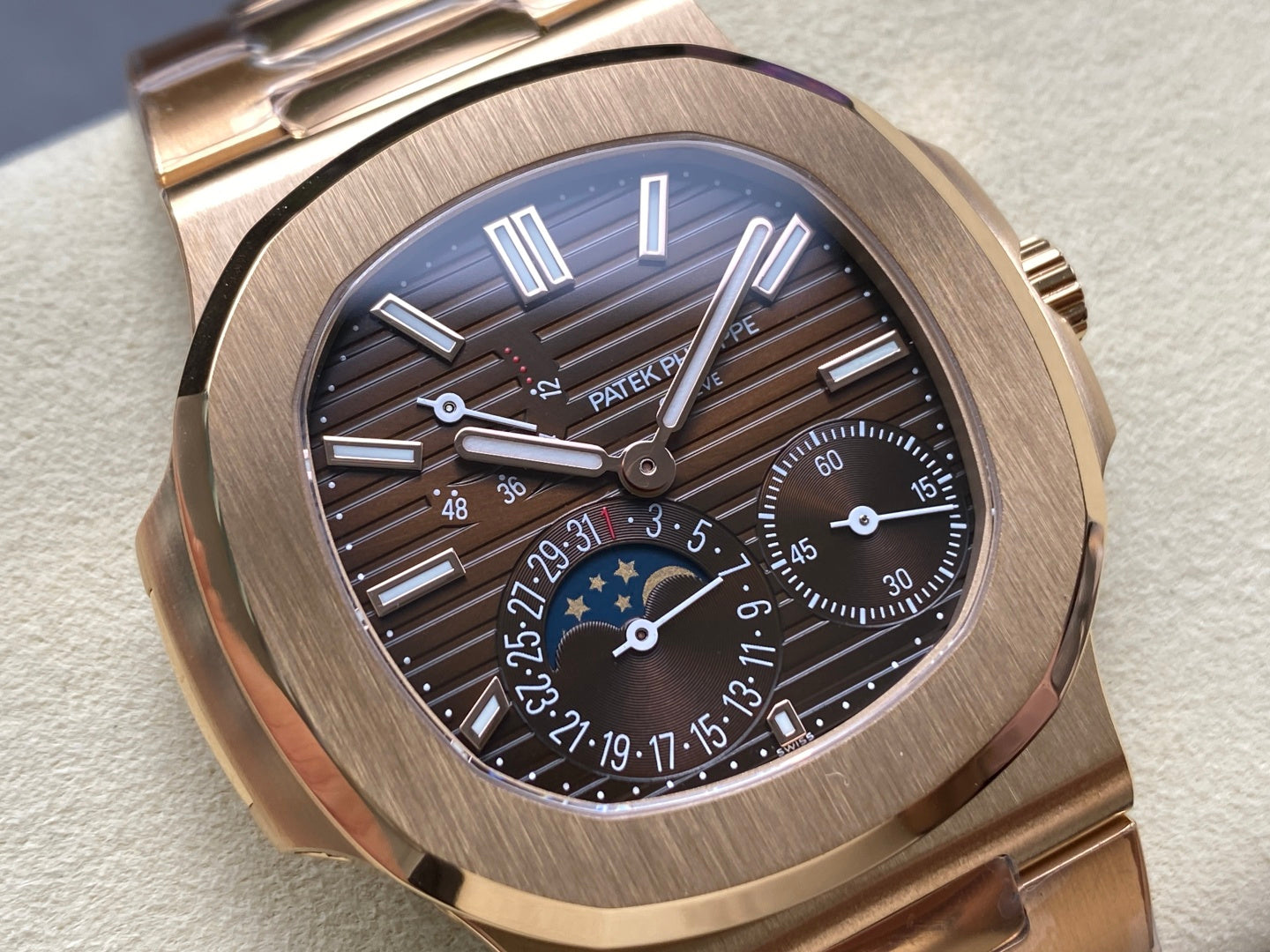 Patek Philippe Nautilus Rose Gold Case Brown Dial