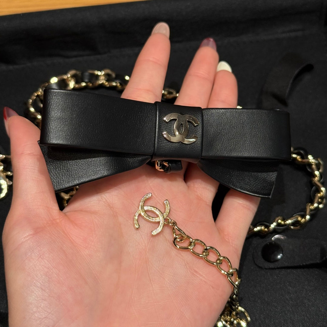 Chanel 2026 Bow-Knot Leather-Trimmed Chain Belt 216093