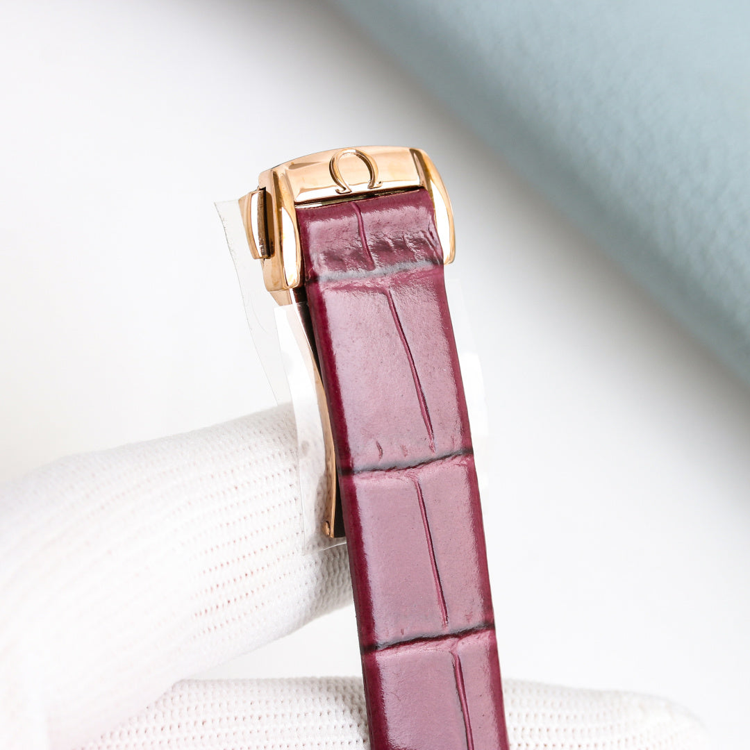 Omega Constellation 29mm Diamond Bezel Diamond Numerals Crocodile Leather