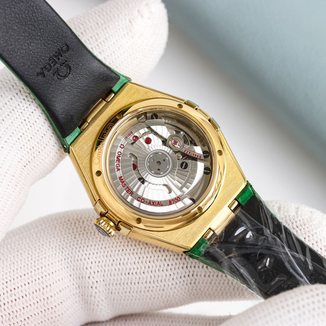 Omega Constellation 29mm Diamond Bezel Crocodile Leather