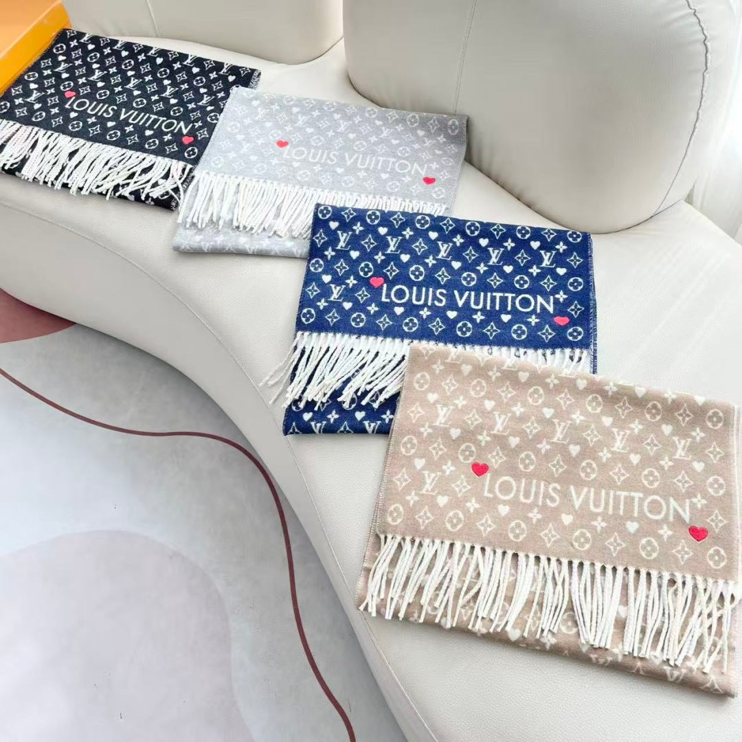 LV Studdy Reykjavik Scarf 180cm Black Wool 967170