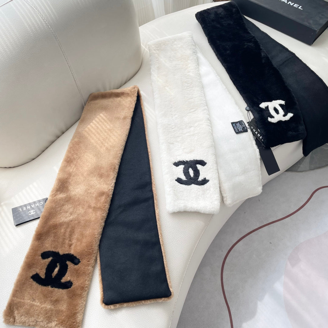 CC 25 Scarf 170cm White Black Fleece 968491