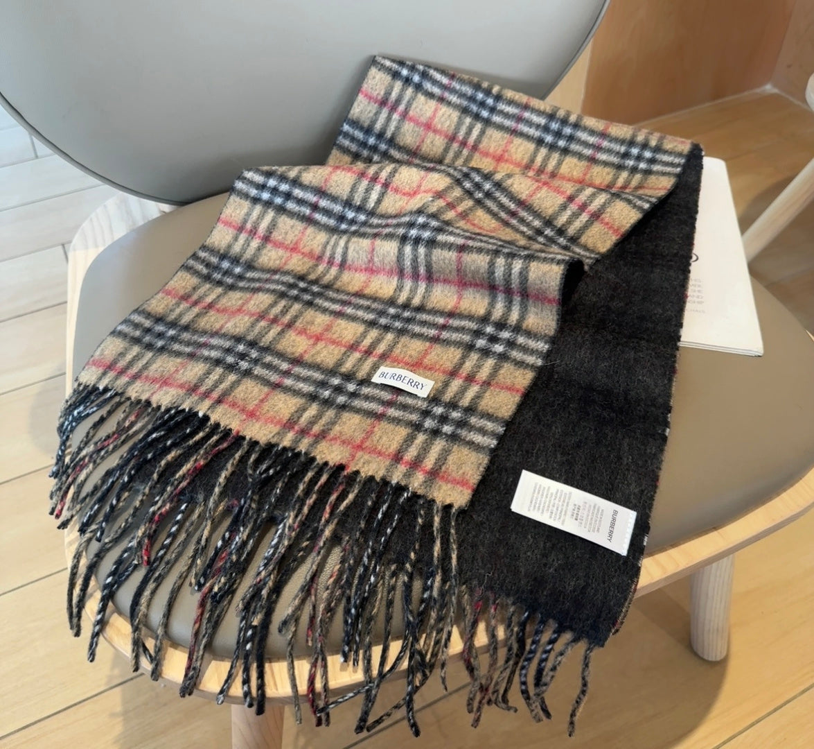 BBR British Style Classic Scarf 180CM Beige Black Cashmere 293542