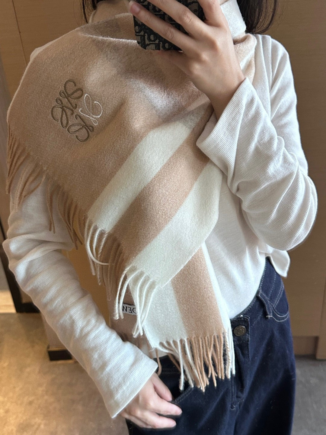 Loewe Scarf 180CM  Beige Cashmere 969481