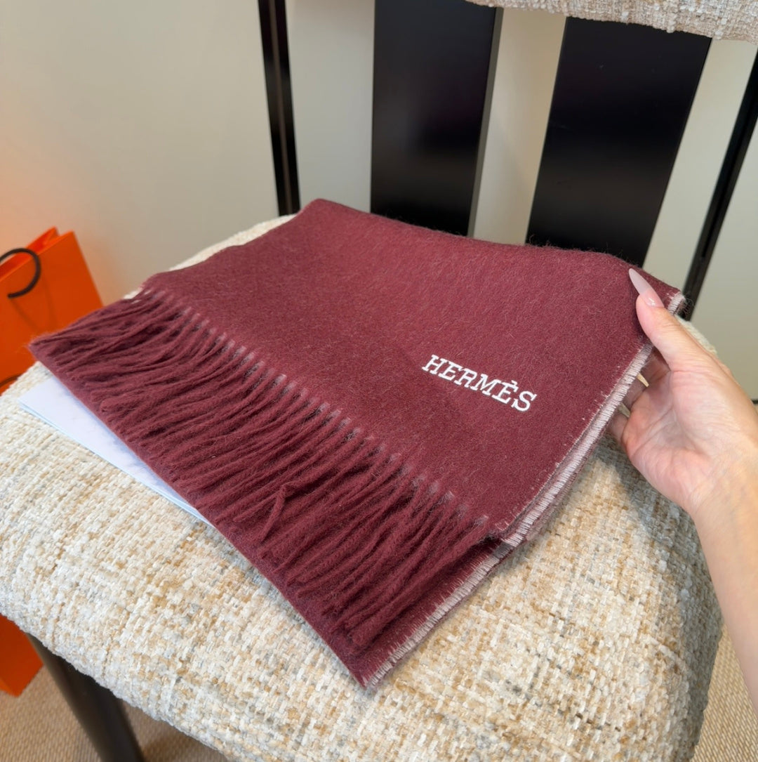 HM Scarf 190 CM Burgundy Wool 969491