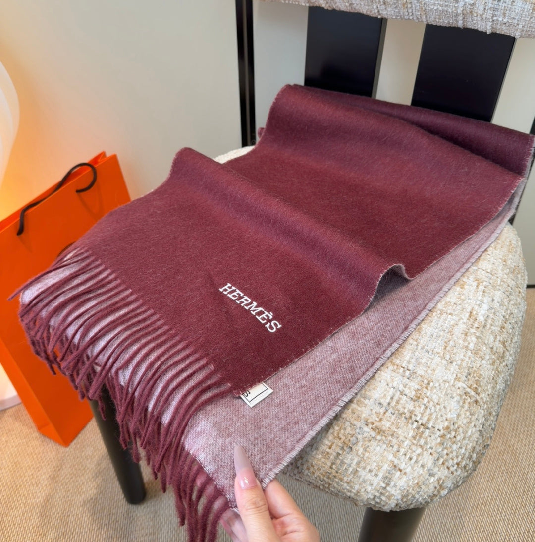 HM Scarf 190 CM Burgundy Wool 969491