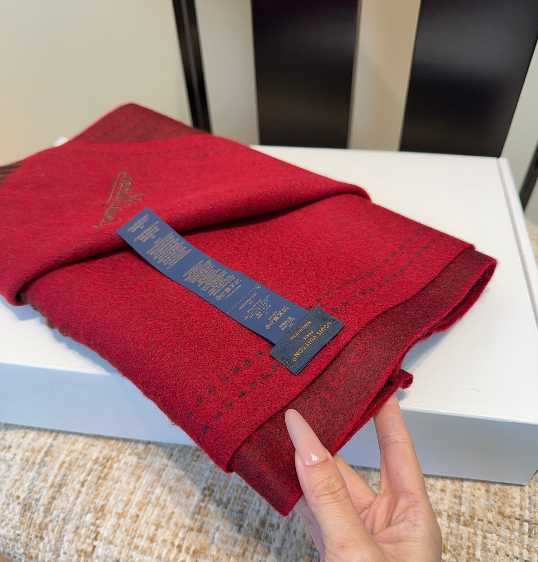 LV Scarf 180cm Dark Red Cashmere 973409