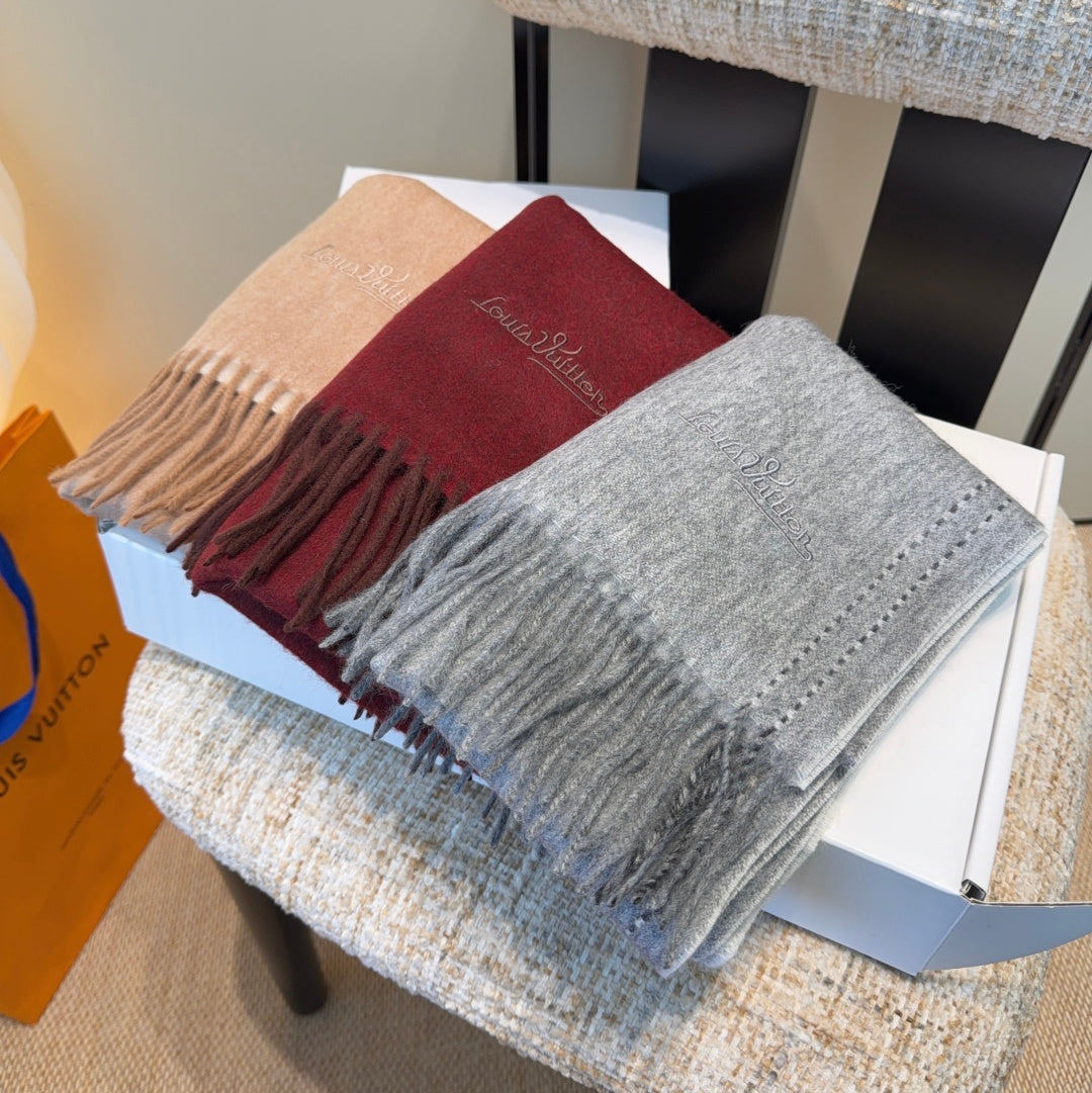 LV Scarf 180cm Gray Cashmere 973408
