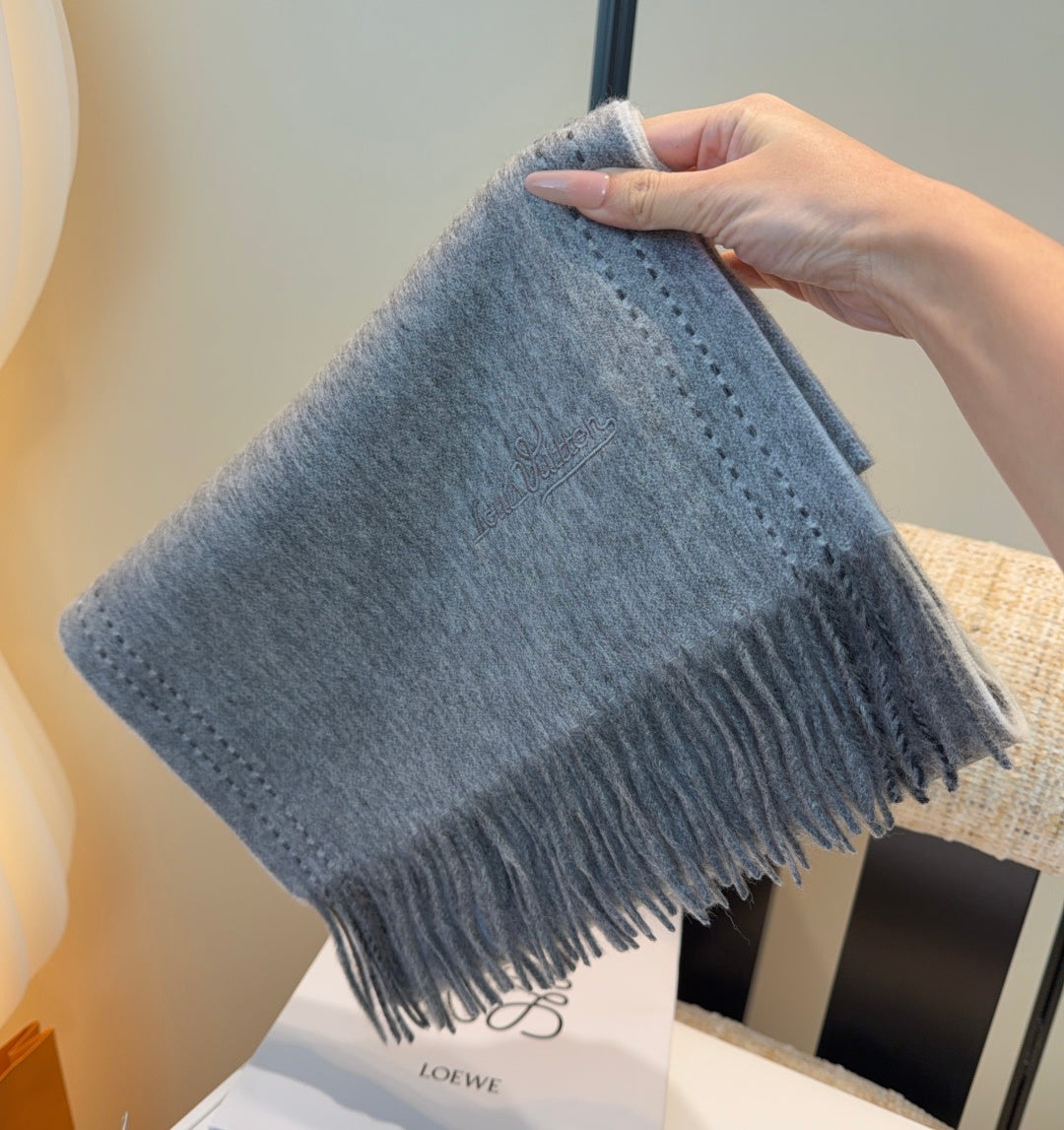 LV Scarf 180cm Gray Cashmere 973408