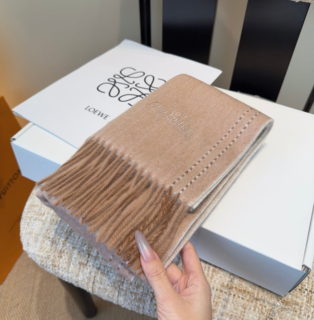 LV Scarf 180cm Beige Cashmere 973410