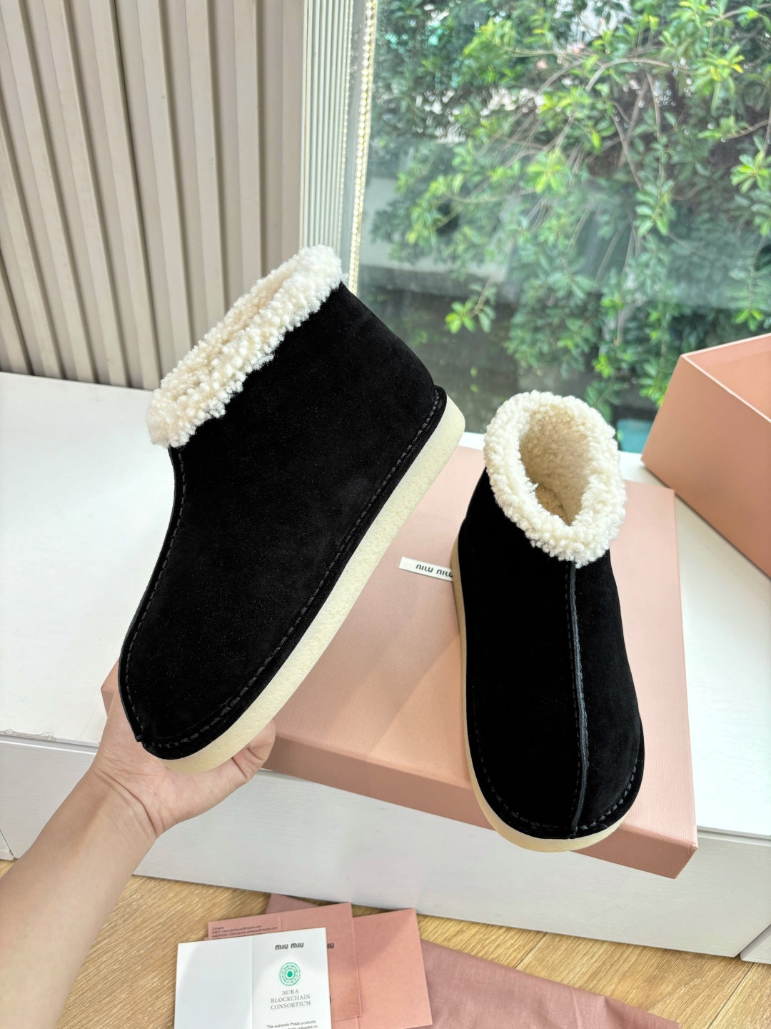 Miu Miu 2026 Shearling-Lined Ankle Boots Suede 994132