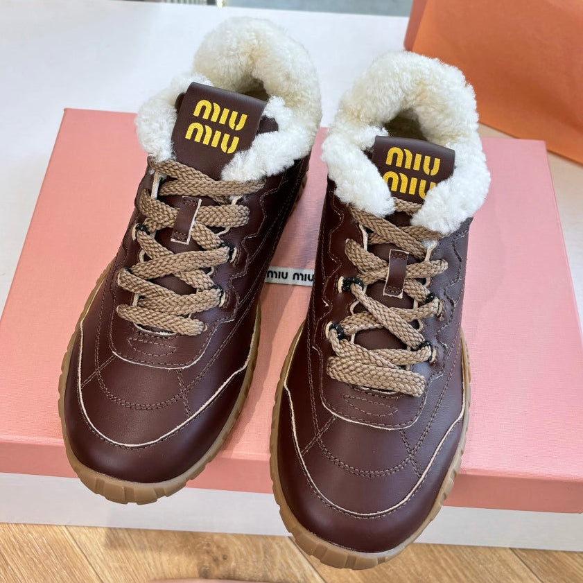 Miu Miu 2026 Tyre Shearling Sneakers Suede Leather 994143