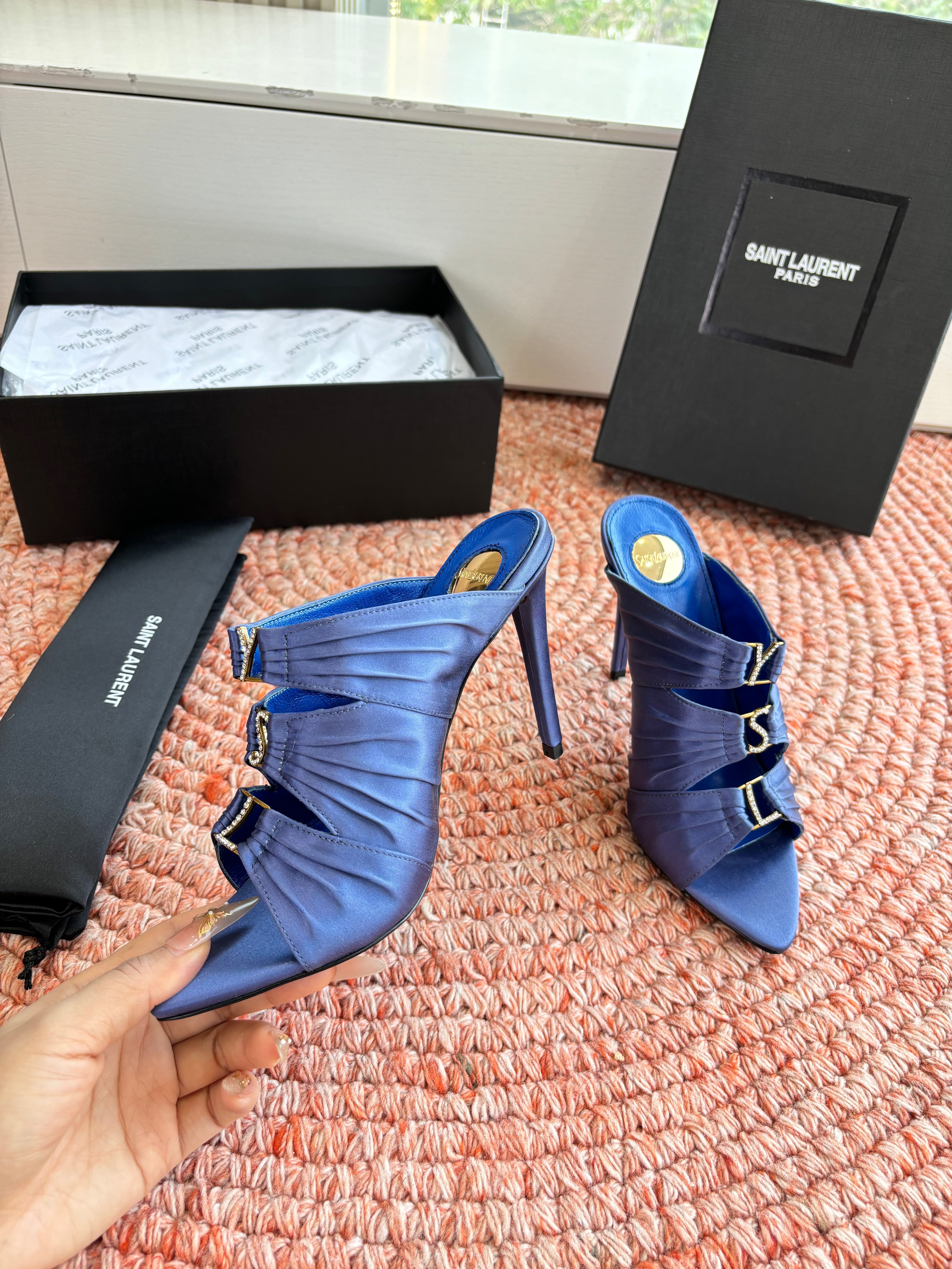 YSL 2026 High Heels Sandals 110mm Silk Leather 648786
