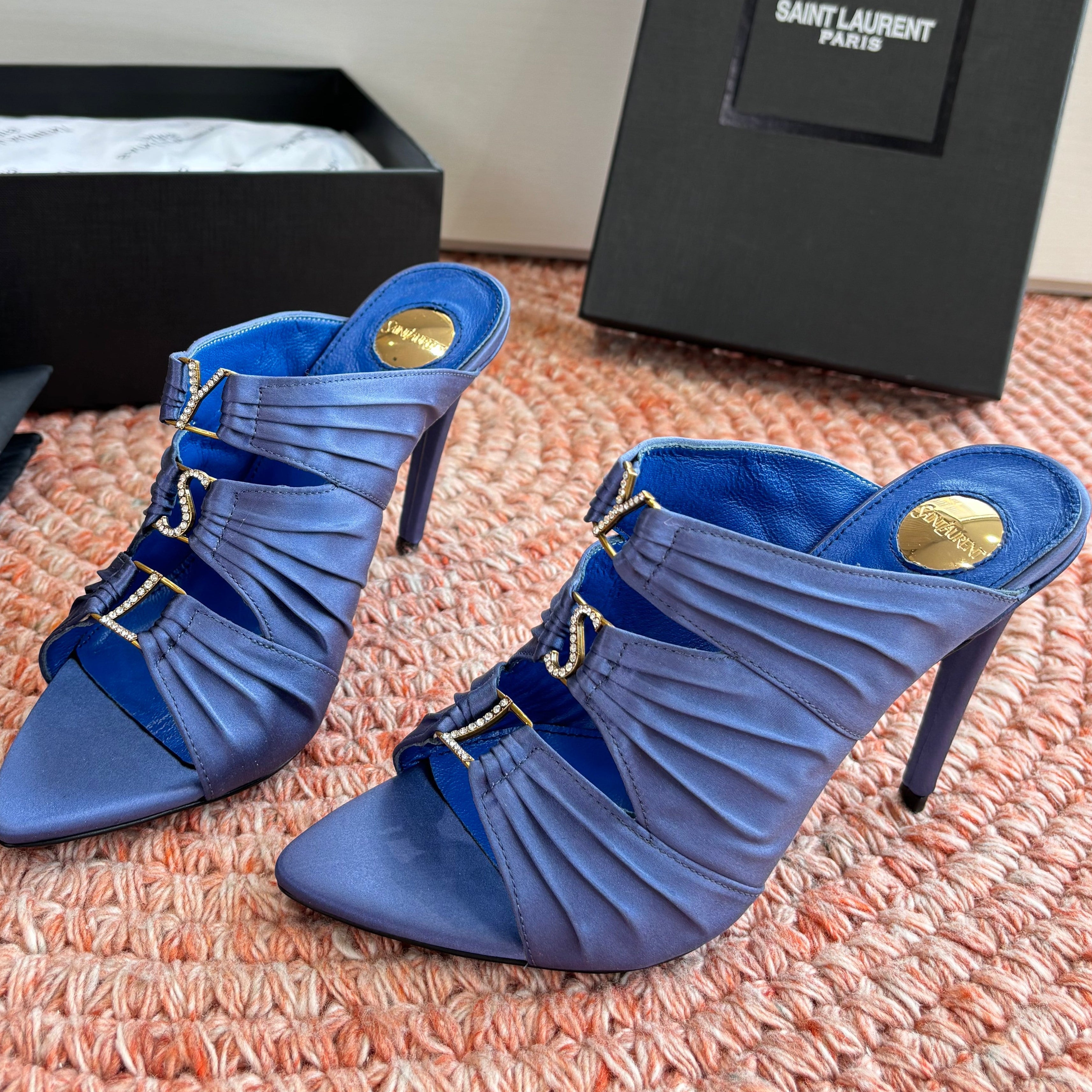 YSL 2026 High Heels Sandals 110mm Silk Leather 648786