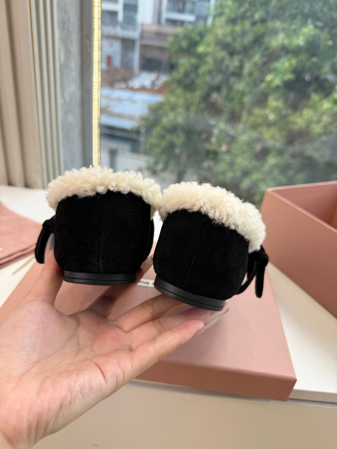 Miu Miu 2026 Shearling Ballet Flats Suede 994179