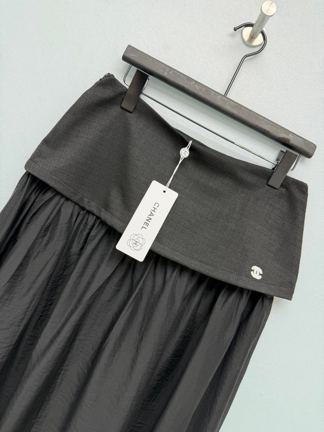 Chanel 2026 Double C Embroidered Patchwork Gauze Skirt Cotton 408887