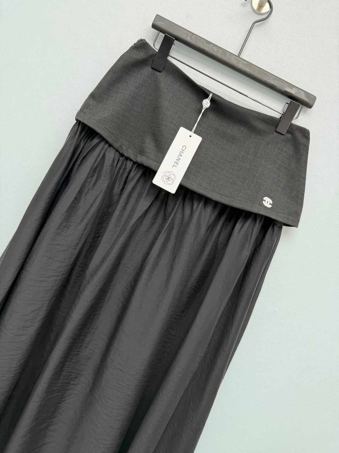 Chanel 2026 Double C Embroidered Patchwork Gauze Skirt Cotton 408887