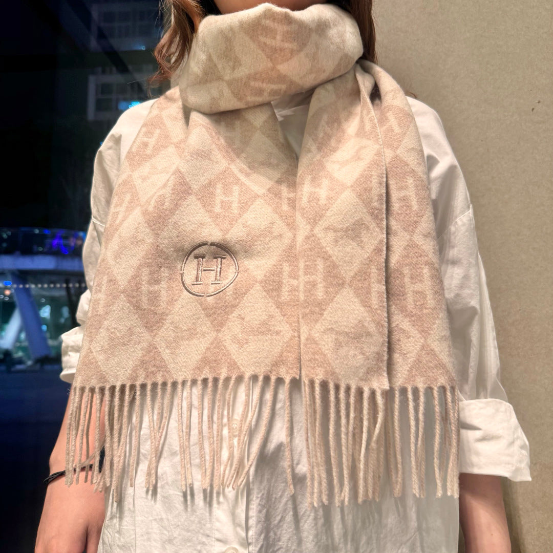 HM 25s Reversible Scarf 200cm Beige Cashmere 960512