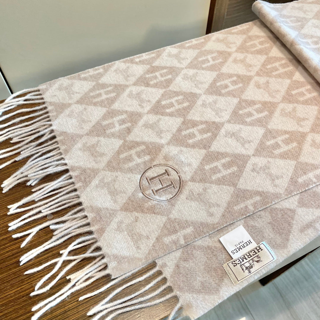 HM 25s Reversible Scarf 200cm Beige Cashmere 960512