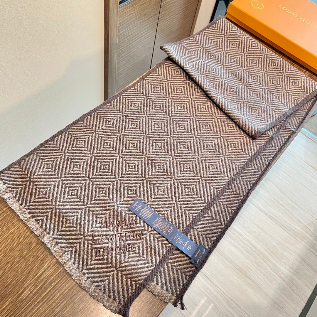 LV Exclusive Scarf 200cm Brown Cashmere 976321