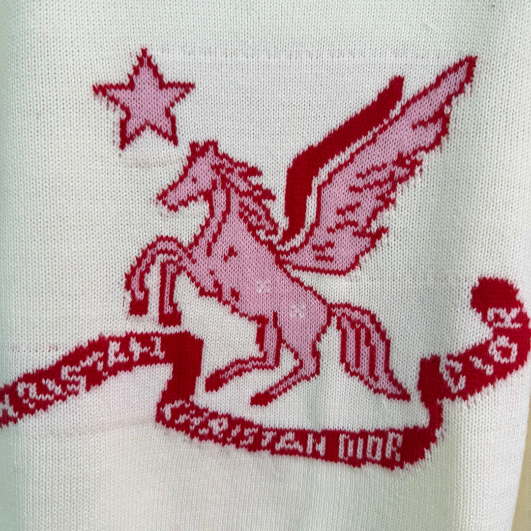 Dior 2025 Pegasus Sweater Red and White Wool 331277