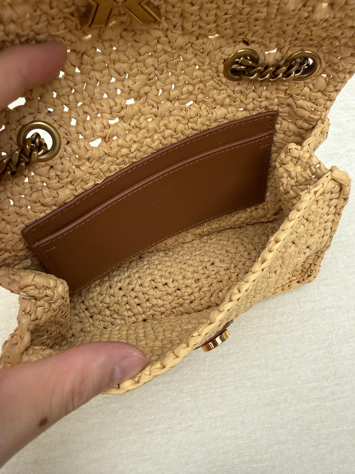 YSL 2026 Loulou Mini Shoulder Bag Raffia