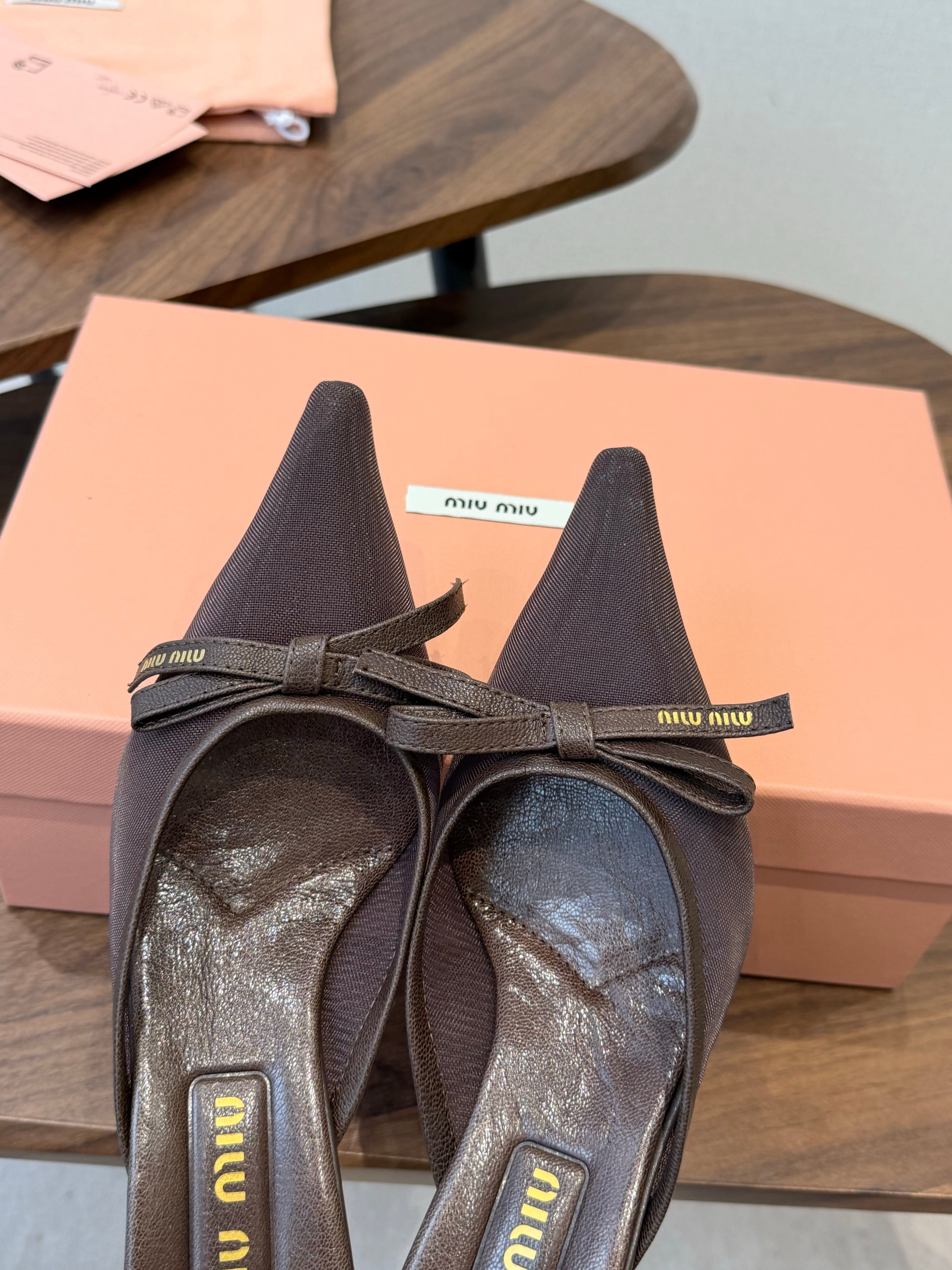 Miu Miu 2026 High-heeled Mule 55mm Brown Mesh Leather 790458