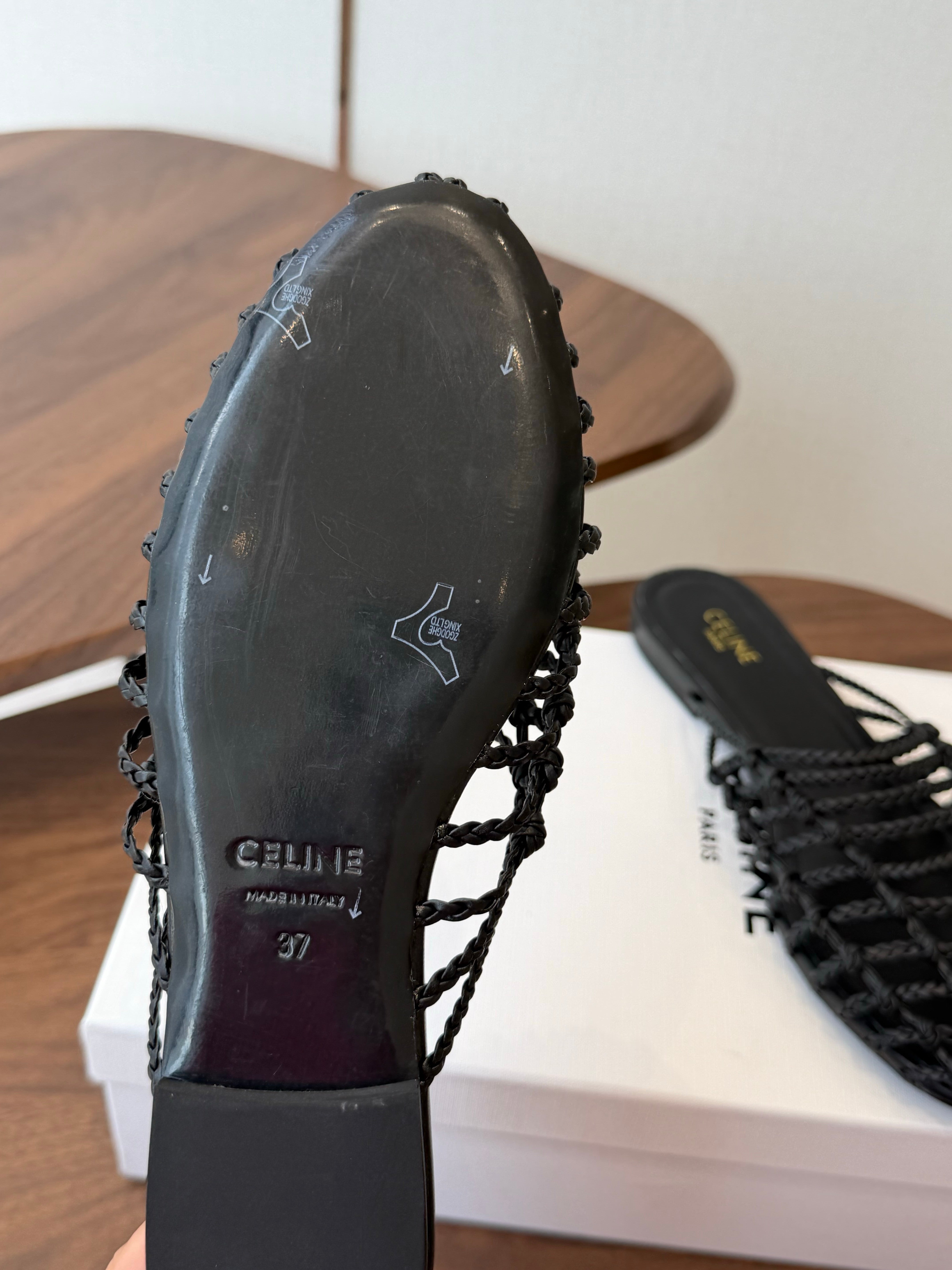 Celine 2026 Braided Strap Mule Leather 102348