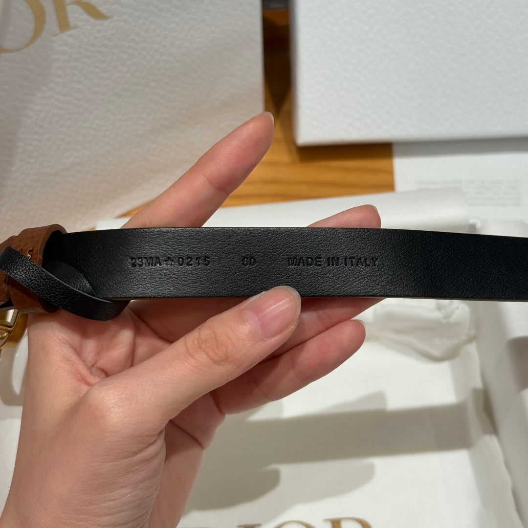 Dior 2026 Saddle Gold Buckle Belt 20mm Cowhide