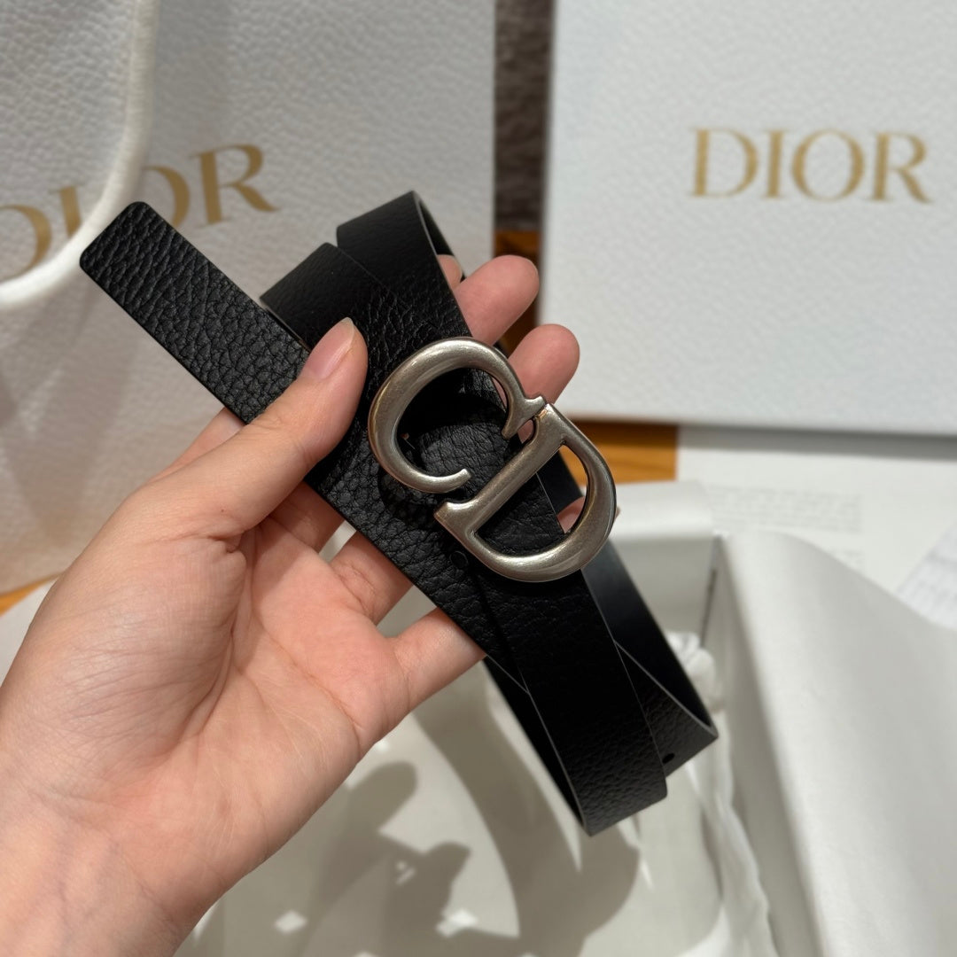 Dior 2026 Saddle Silver Buckle Belt 20mm Cowhide